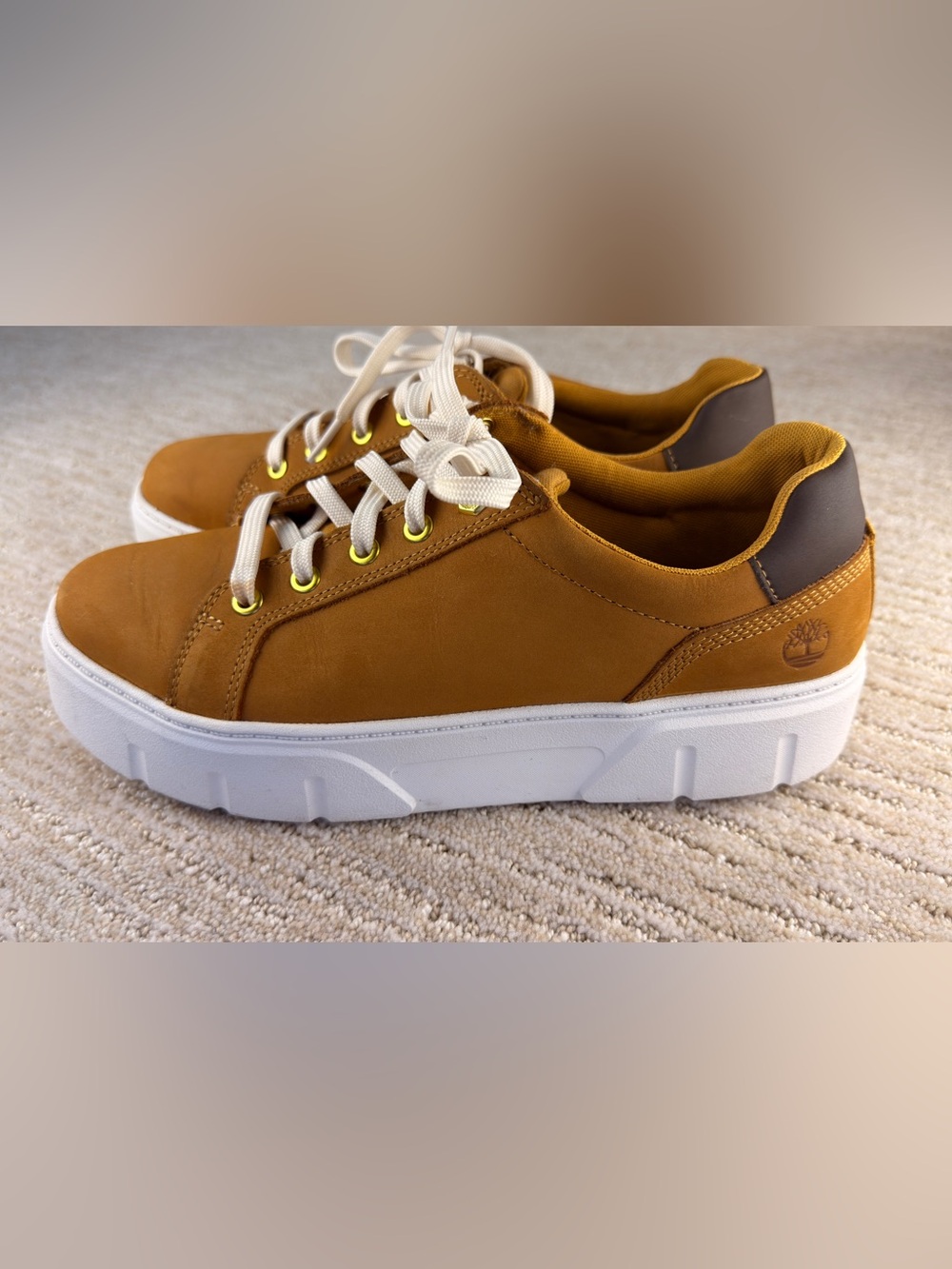 Timberland Women’s Laurel Court Low LaceUp Sneakers, Size 10, Wheat Nubuck Color